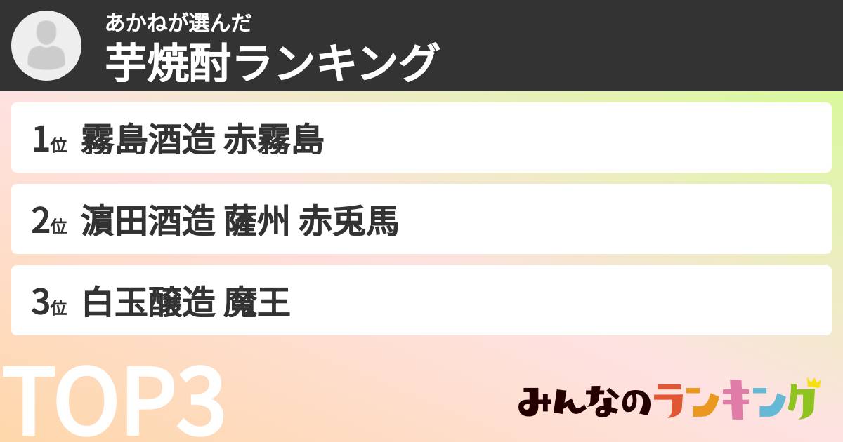 あかねさんの「芋焼酎ランキング」