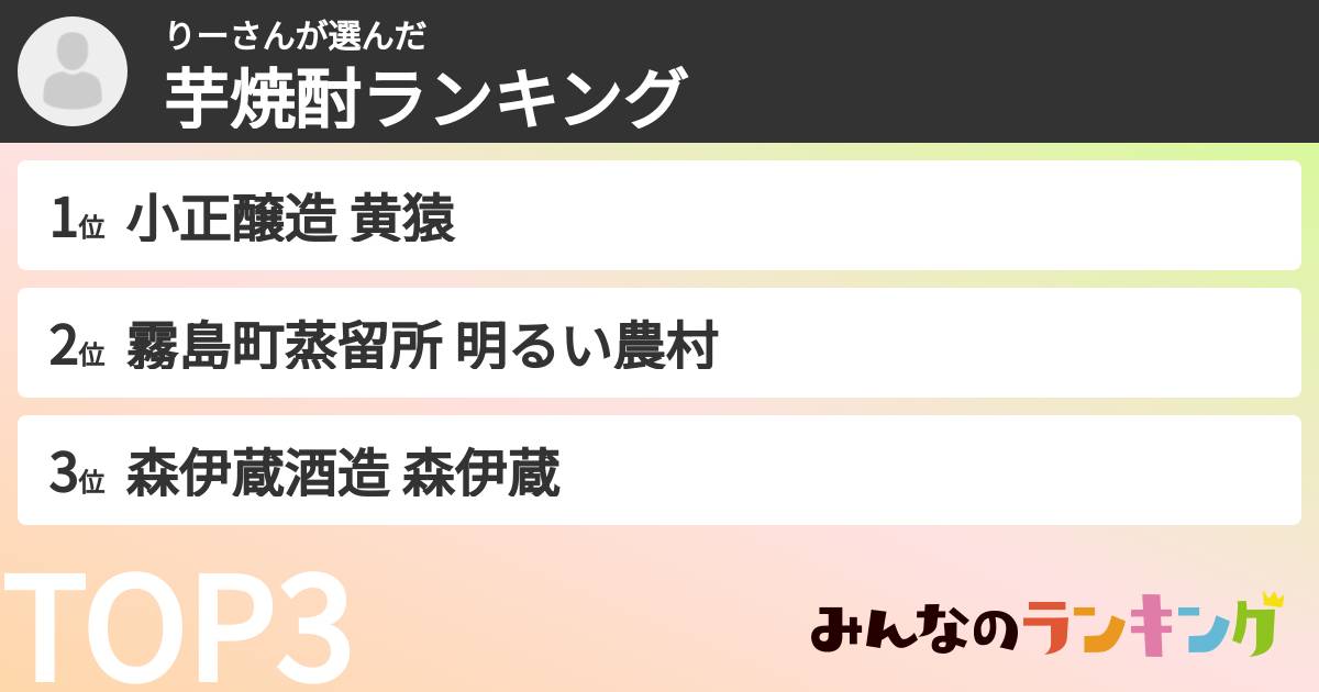 りーさんさんの「芋焼酎ランキング」