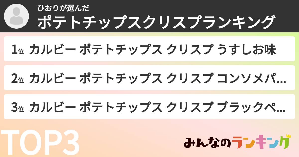 ひおりさんの「ポテトチップスクリスプランキング」