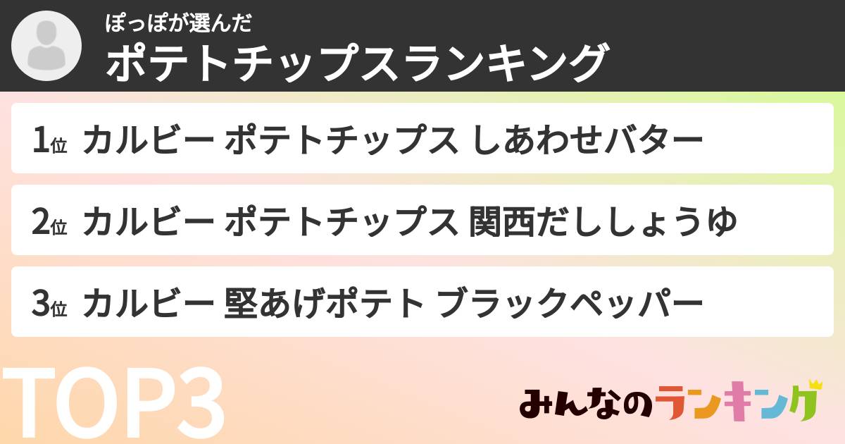 ぽっぽさんの「ポテトチップスランキング」