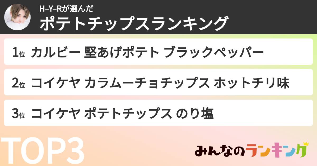 H–Y–Rさんの「ポテトチップスランキング」