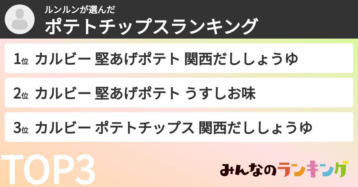 ルンルンさんの「ポテトチップスランキング」