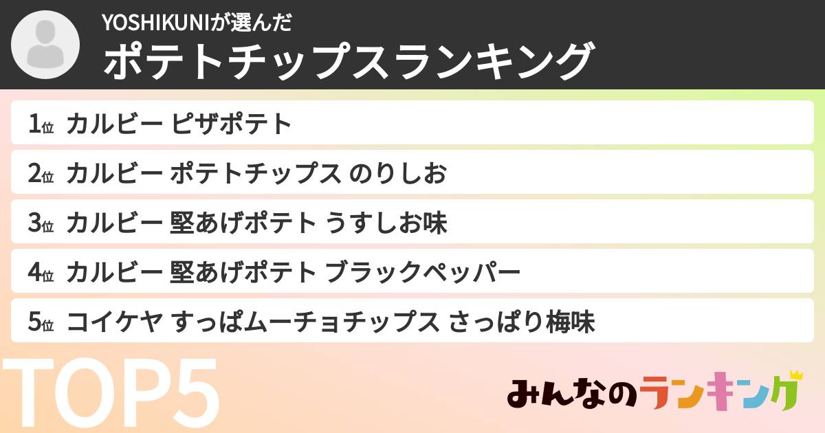 YOSHIKUNIさんの「ポテトチップスランキング」