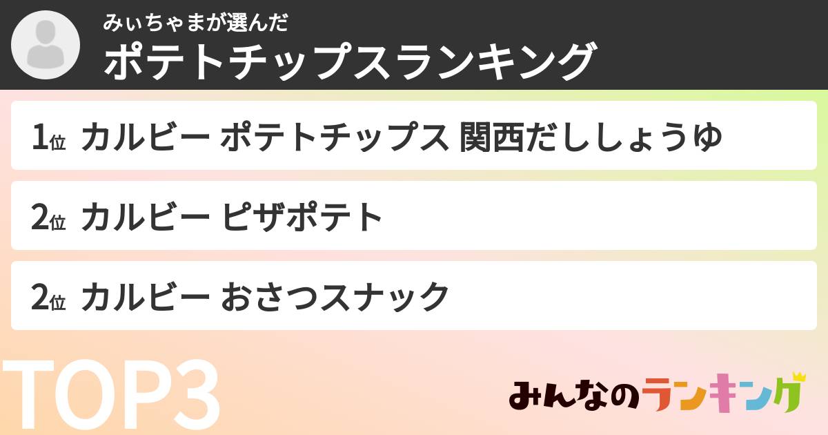 みぃちゃまさんの「ポテトチップスランキング」