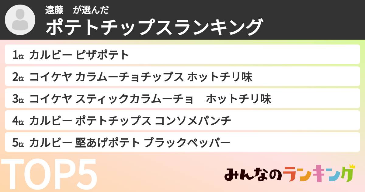 遠藤　さんの「ポテトチップスランキング」