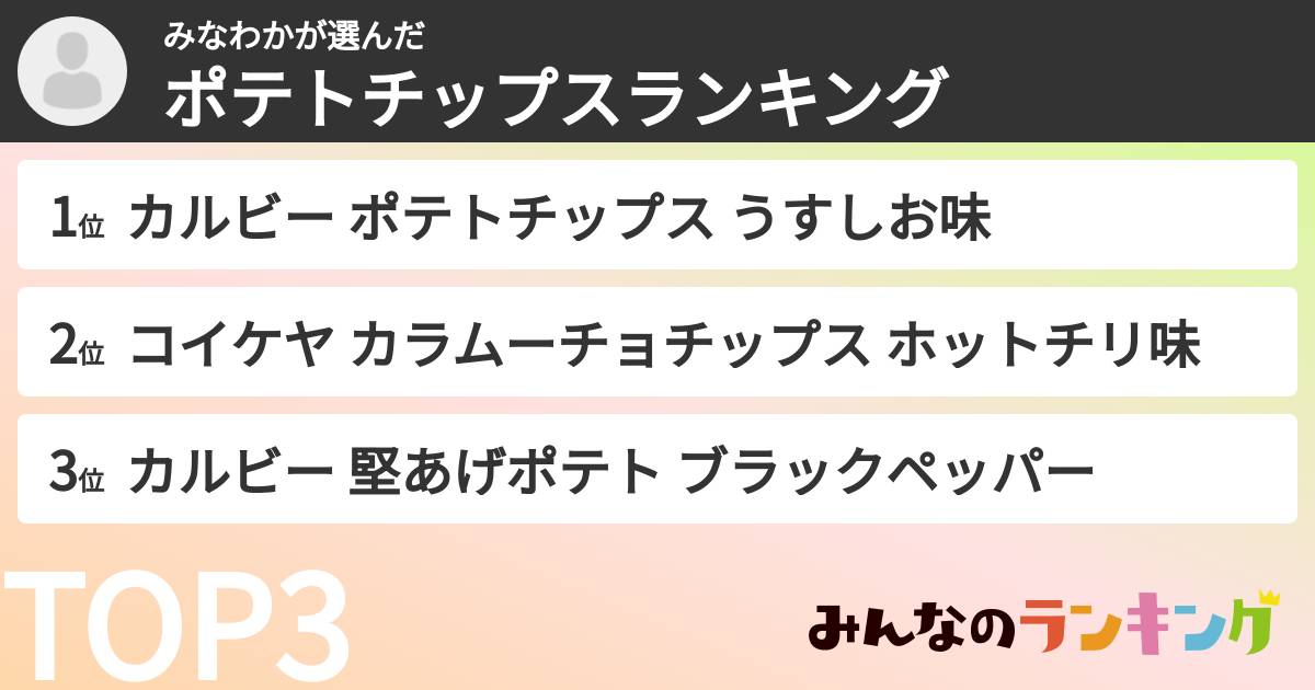 みなわかさんの「ポテトチップスランキング」