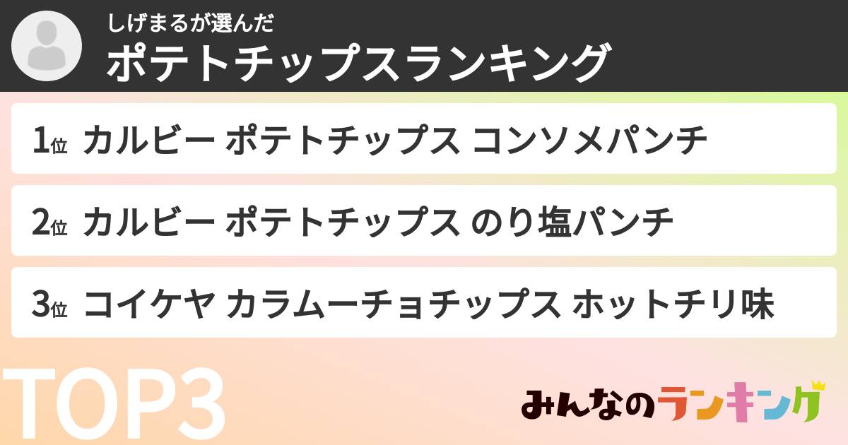 しげまるさんの「ポテトチップスランキング」