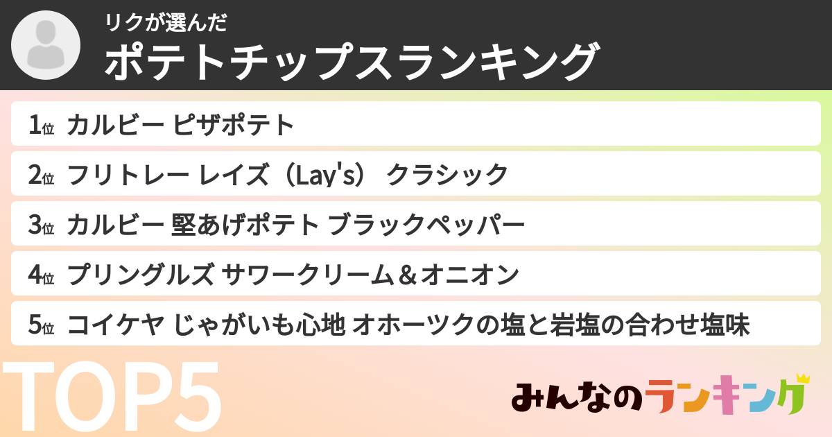 リクさんの「ポテトチップスランキング」