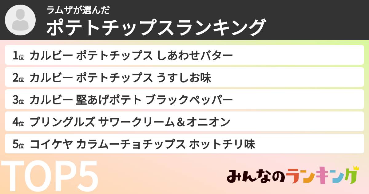 ラムザさんの「ポテトチップスランキング」