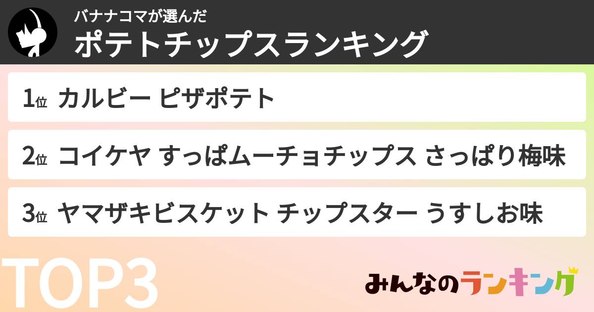バナナコマさんの「ポテトチップスランキング」