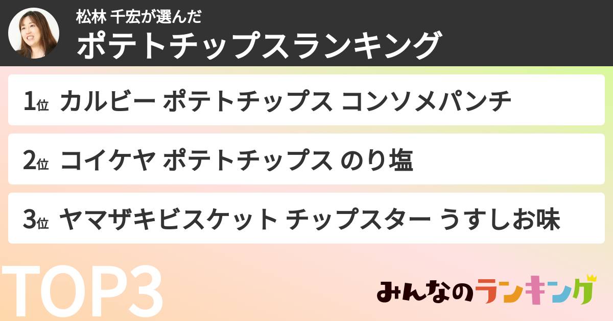 松林 千宏さんの「ポテトチップスランキング」