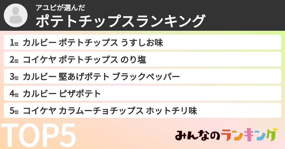 アユピさんの「ポテトチップスランキング」