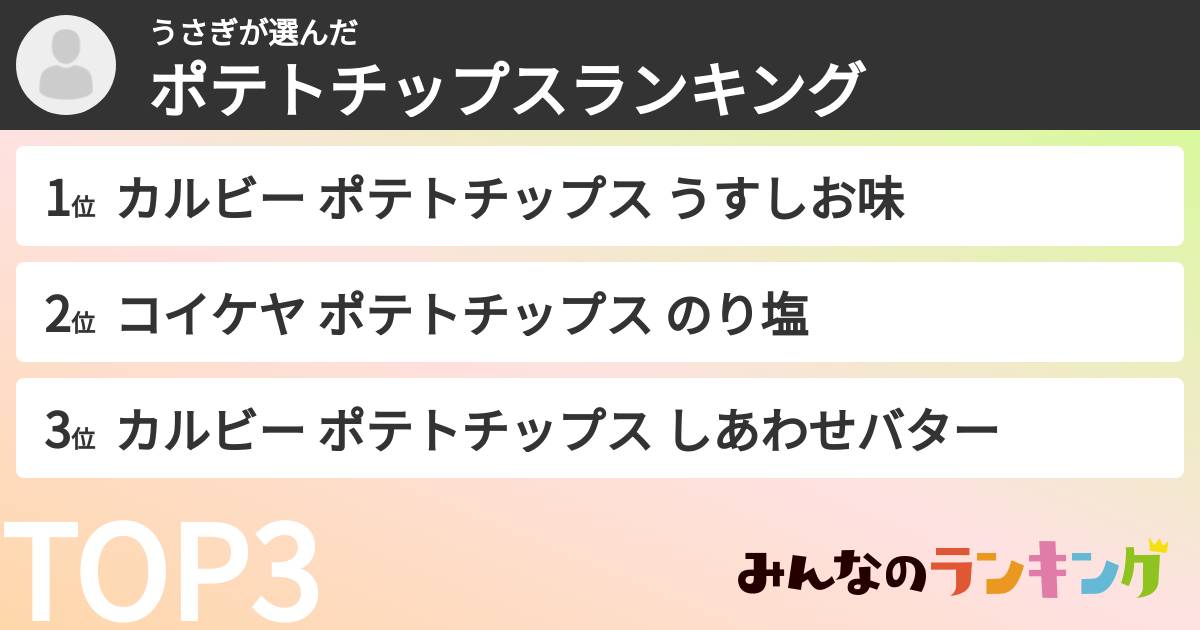 うさぎさんの「ポテトチップスランキング」