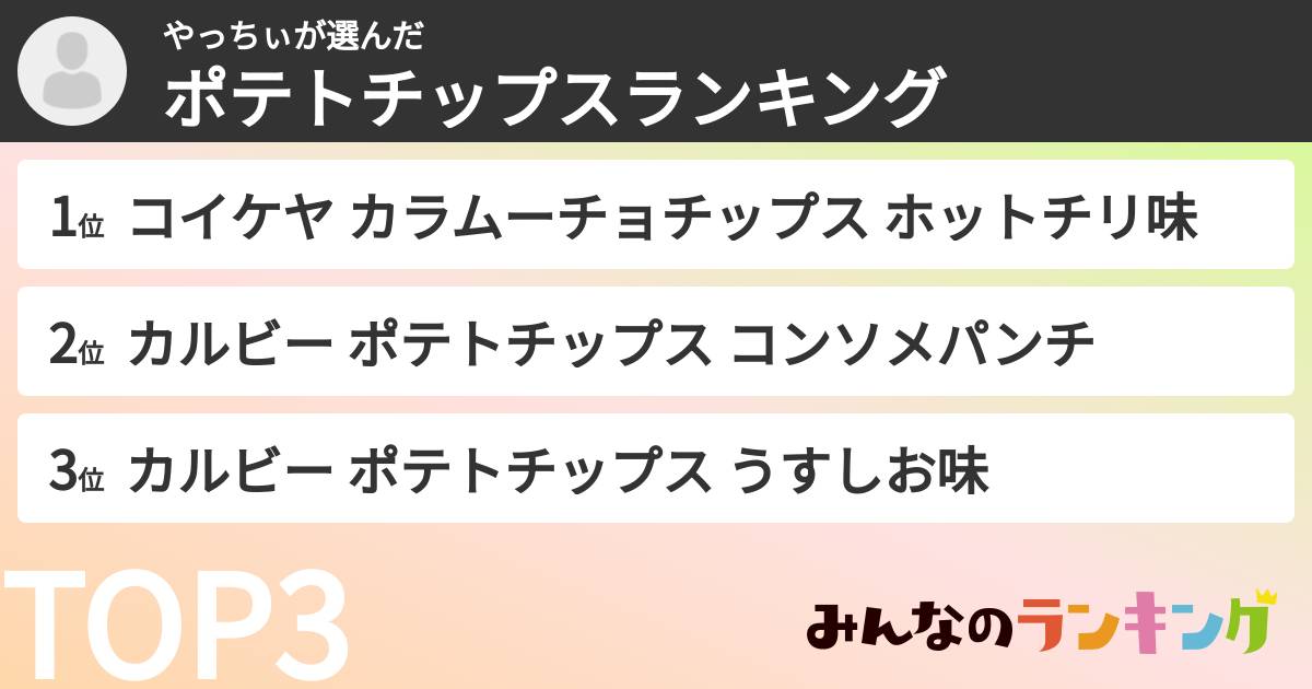 やっちぃさんの「ポテトチップスランキング」