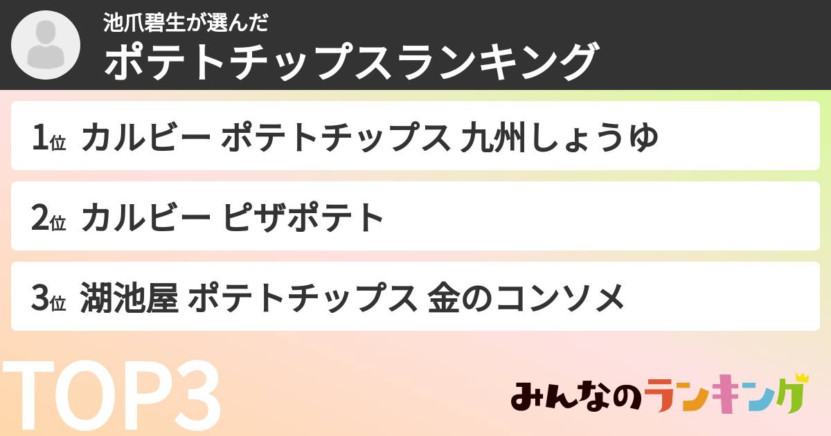 池爪碧生さんの「ポテトチップスランキング」