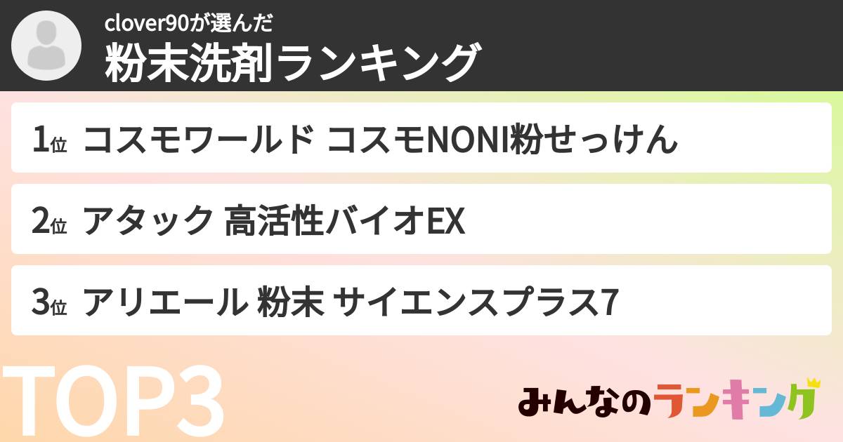 clover90さんの「粉末洗剤ランキング」