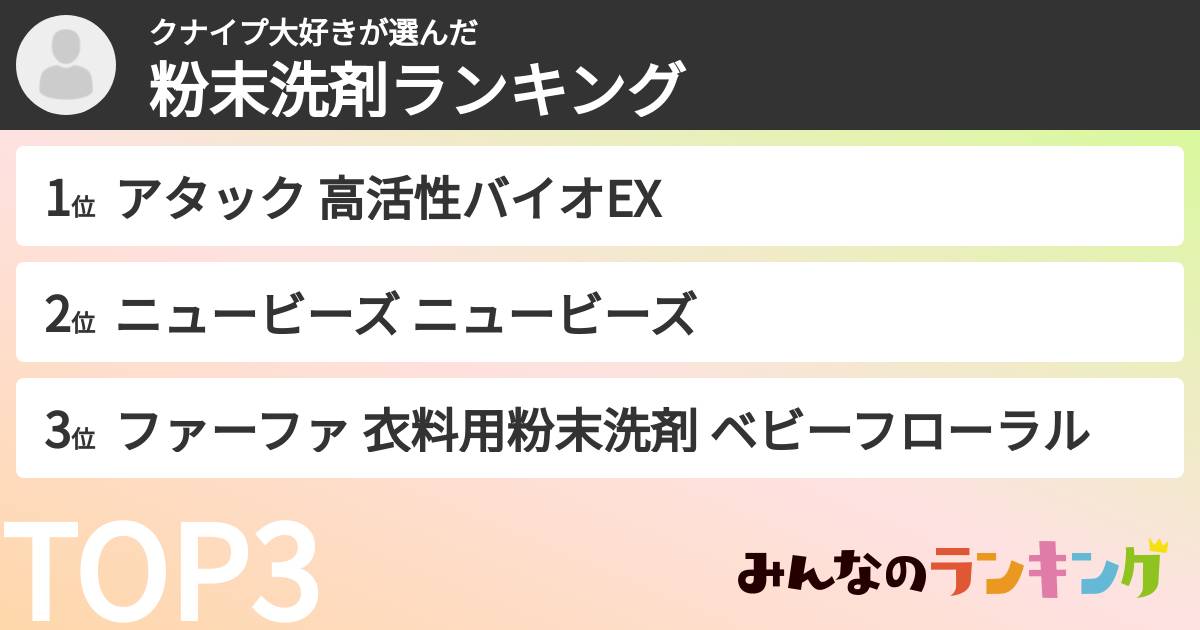 クナイプ大好きさんの「粉末洗剤ランキング」