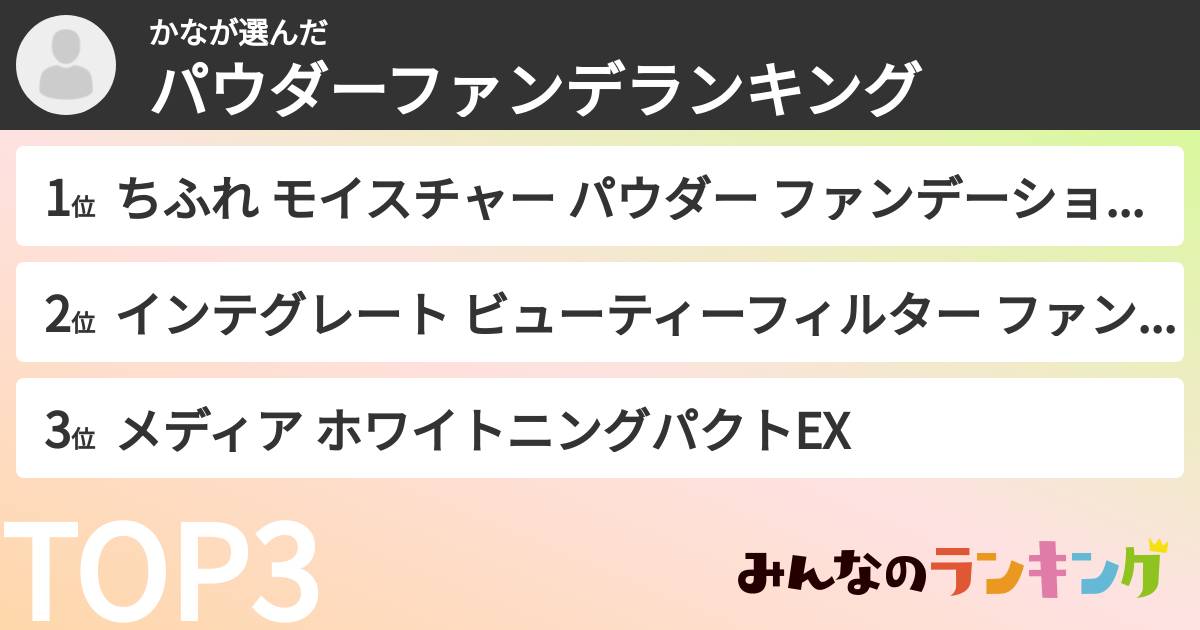 かなさんの「パウダーファンデランキング」