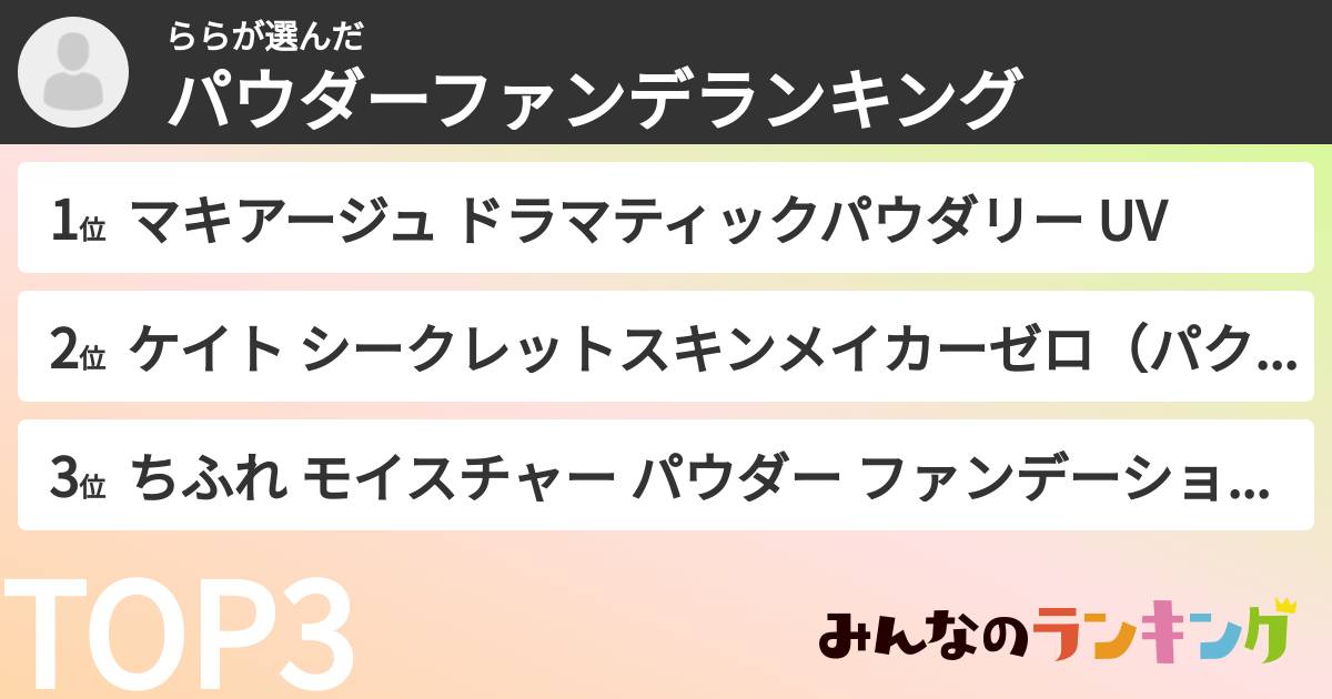 ららさんの「パウダーファンデランキング」