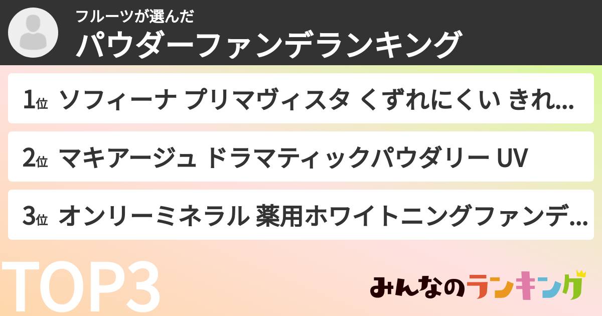 フルーツさんの「パウダーファンデランキング」