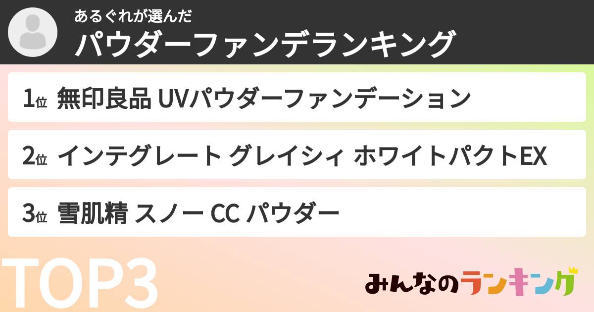 あるぐれさんの「パウダーファンデランキング」