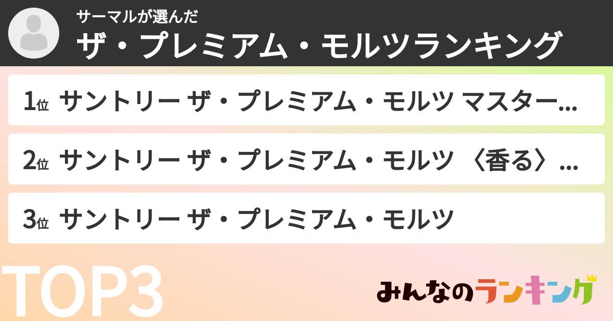 サーマルさんの「ザ・プレミアム・モルツランキング」
