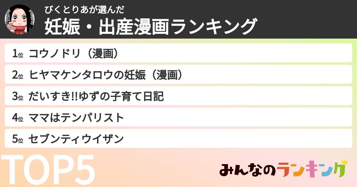 びくとりあさんの「妊娠・出産漫画ランキング」
