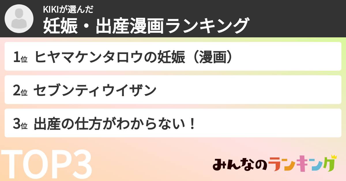 KIKIさんの「妊娠・出産漫画ランキング」