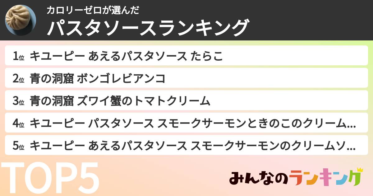 カロリーゼロさんの「パスタソースランキング」