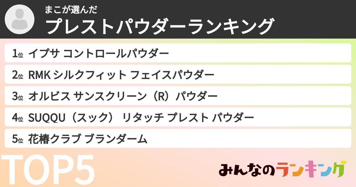 まこさんの「プレストパウダーランキング」