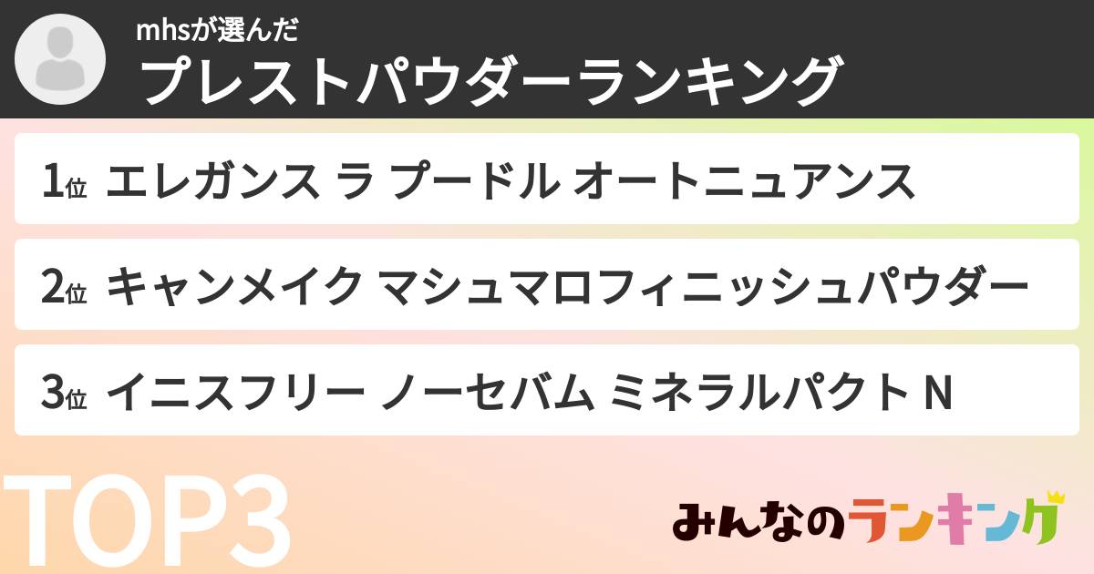 mhsさんの「プレストパウダーランキング」