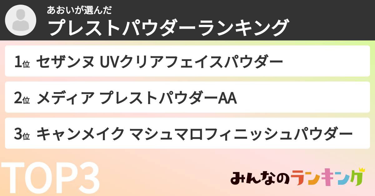 あおいさんの「プレストパウダーランキング」