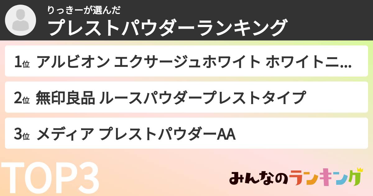りっきーさんの「プレストパウダーランキング」