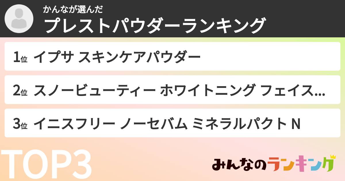 かんなさんの「プレストパウダーランキング」
