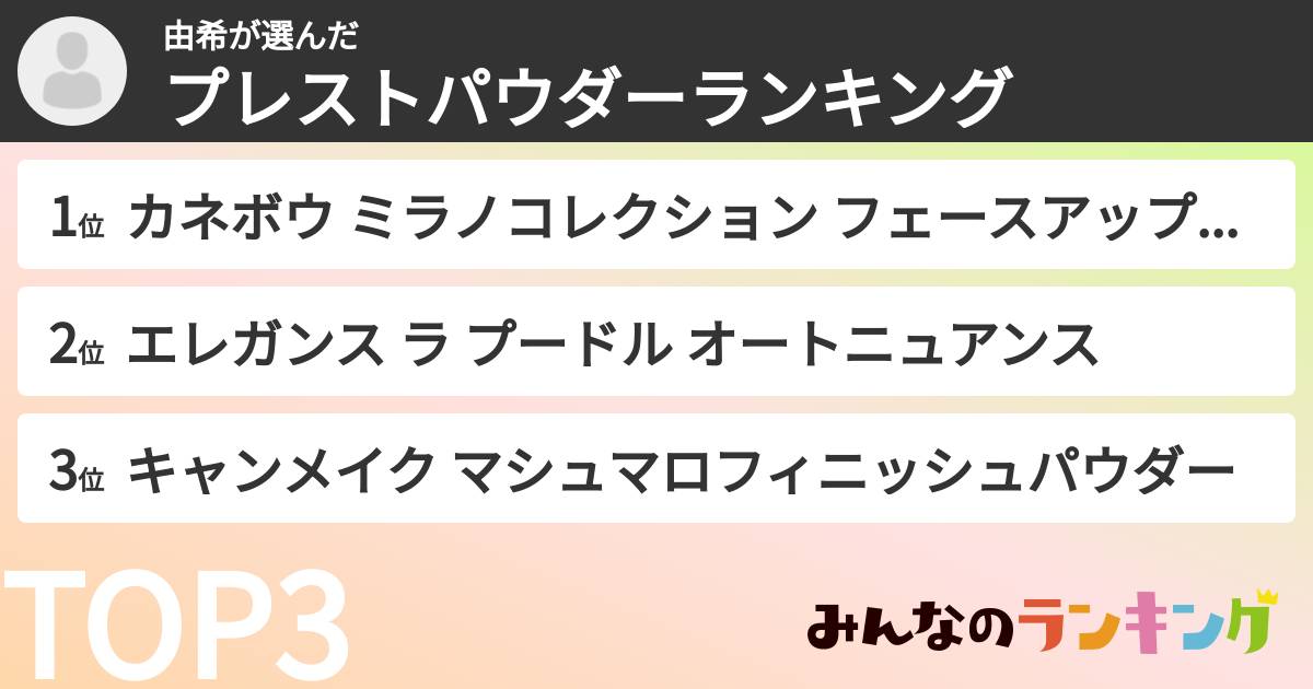 由希さんの「プレストパウダーランキング」