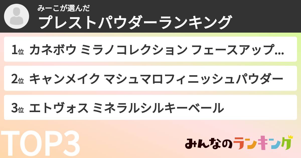 みーこさんの「プレストパウダーランキング」