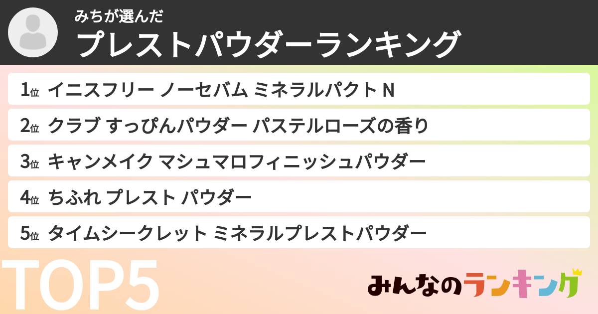 みちさんの「プレストパウダーランキング」