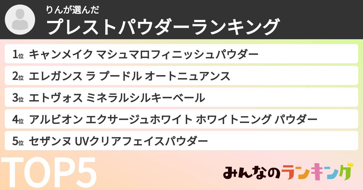 りんさんの「プレストパウダーランキング」