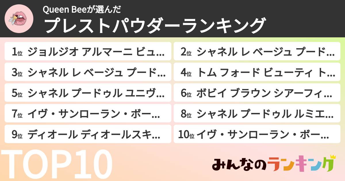 Queen Beeさんの「プレストパウダーランキング」