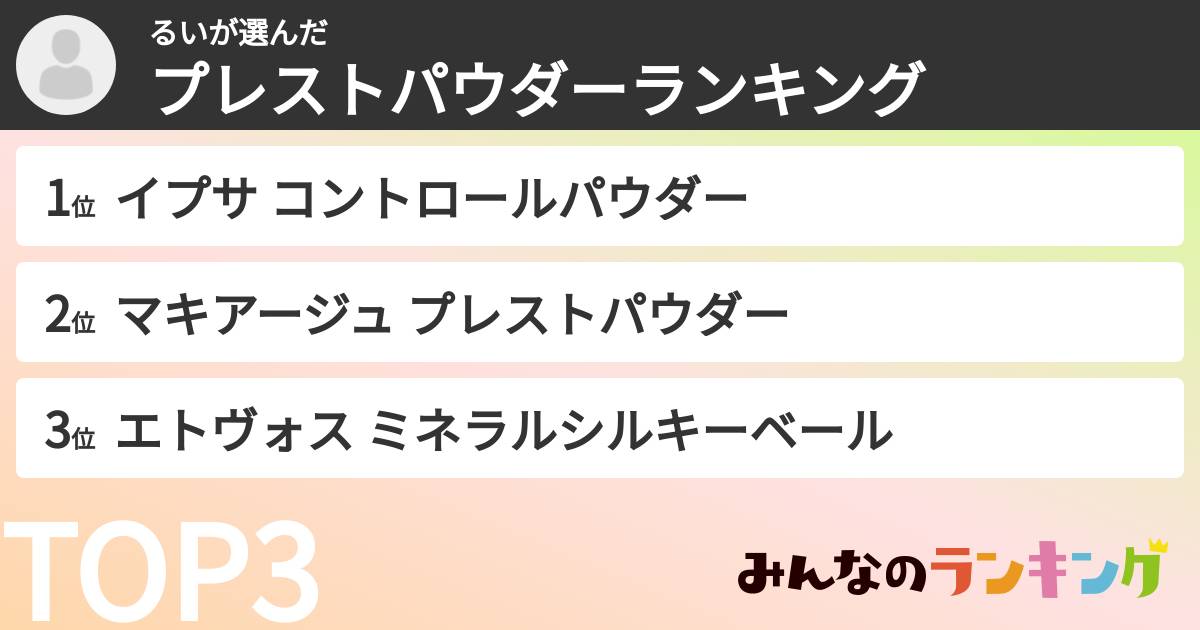 るいさんの「プレストパウダーランキング」