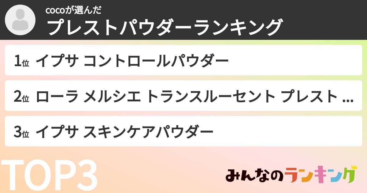 cocoさんの「プレストパウダーランキング」