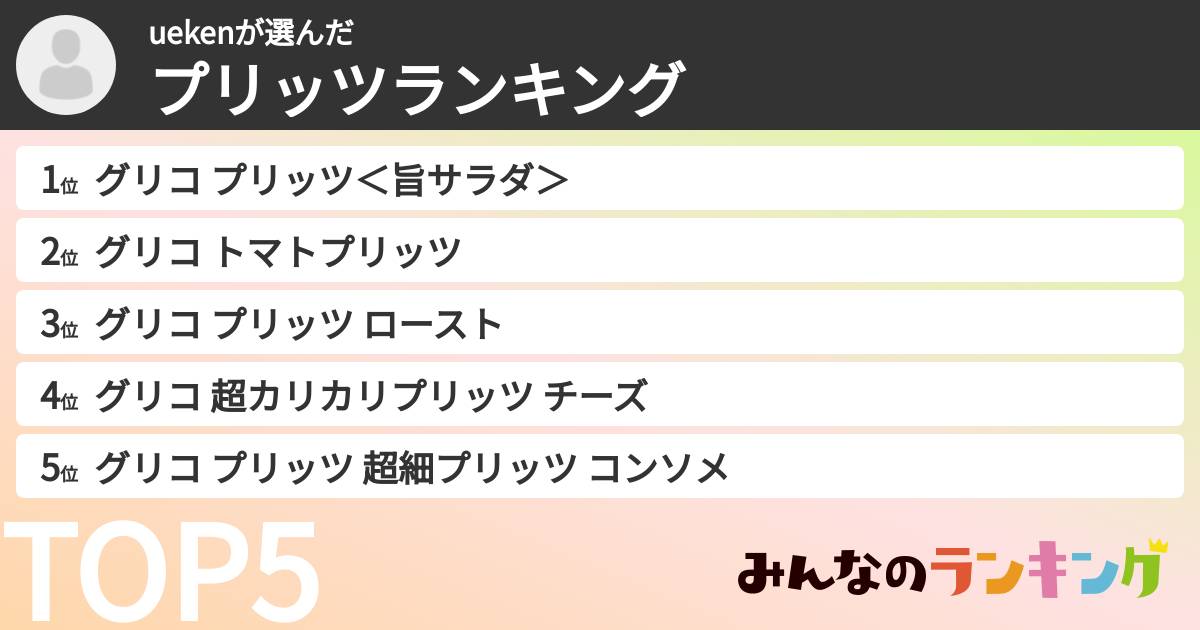 uekenさんの「プリッツランキング」