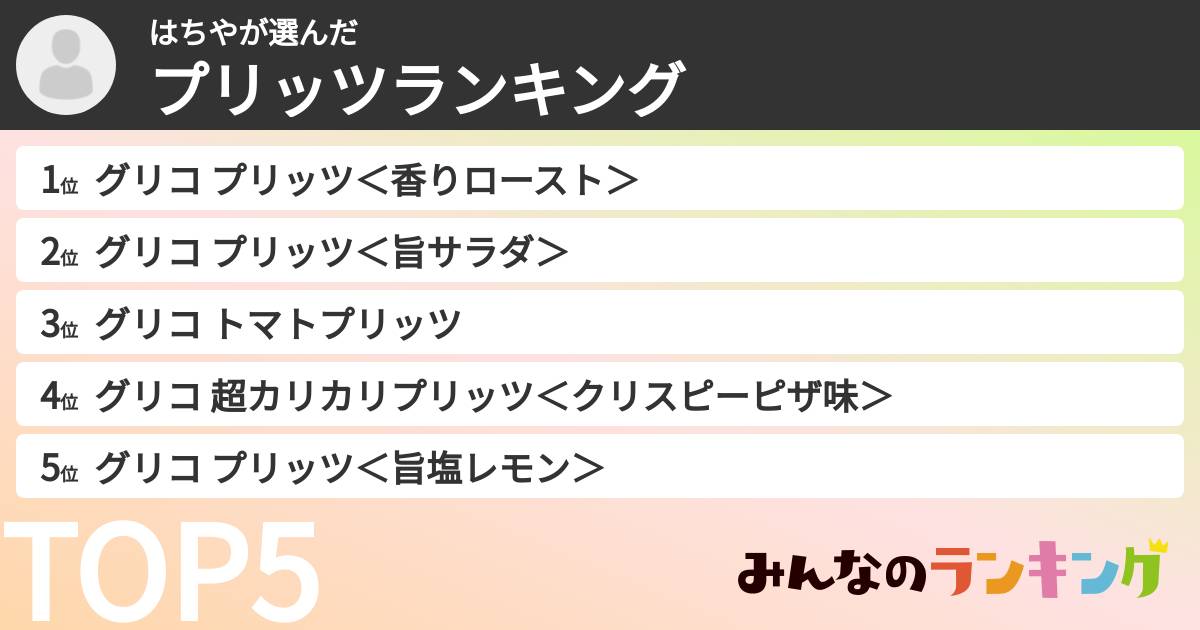 はちやさんの「プリッツランキング」