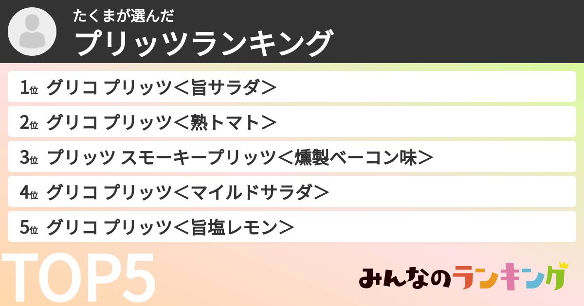 たくまさんの「プリッツランキング」