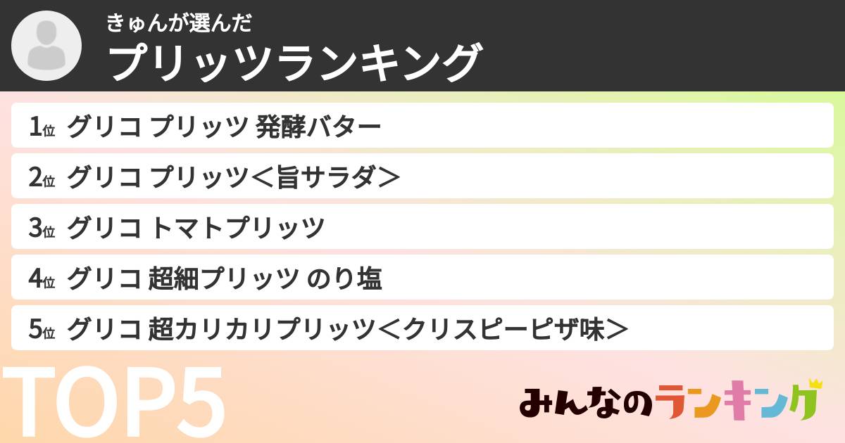 きゅんさんの「プリッツランキング」