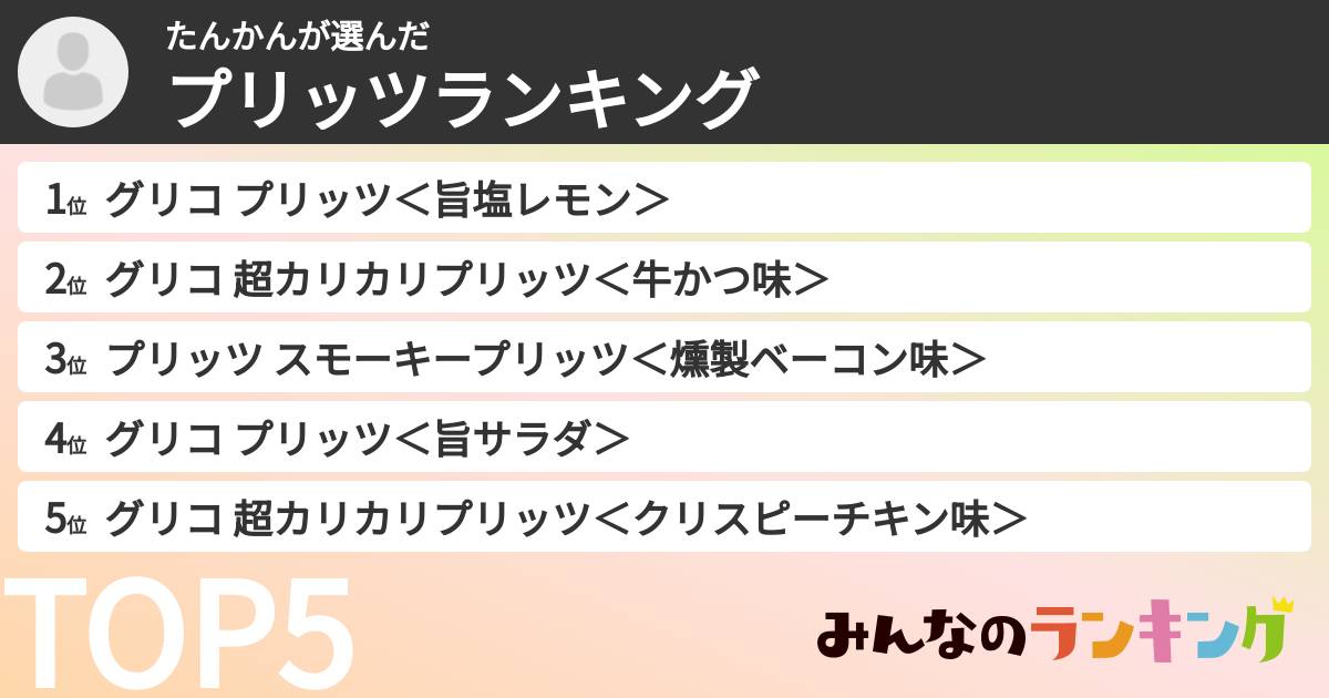 たんかんさんの「プリッツランキング」