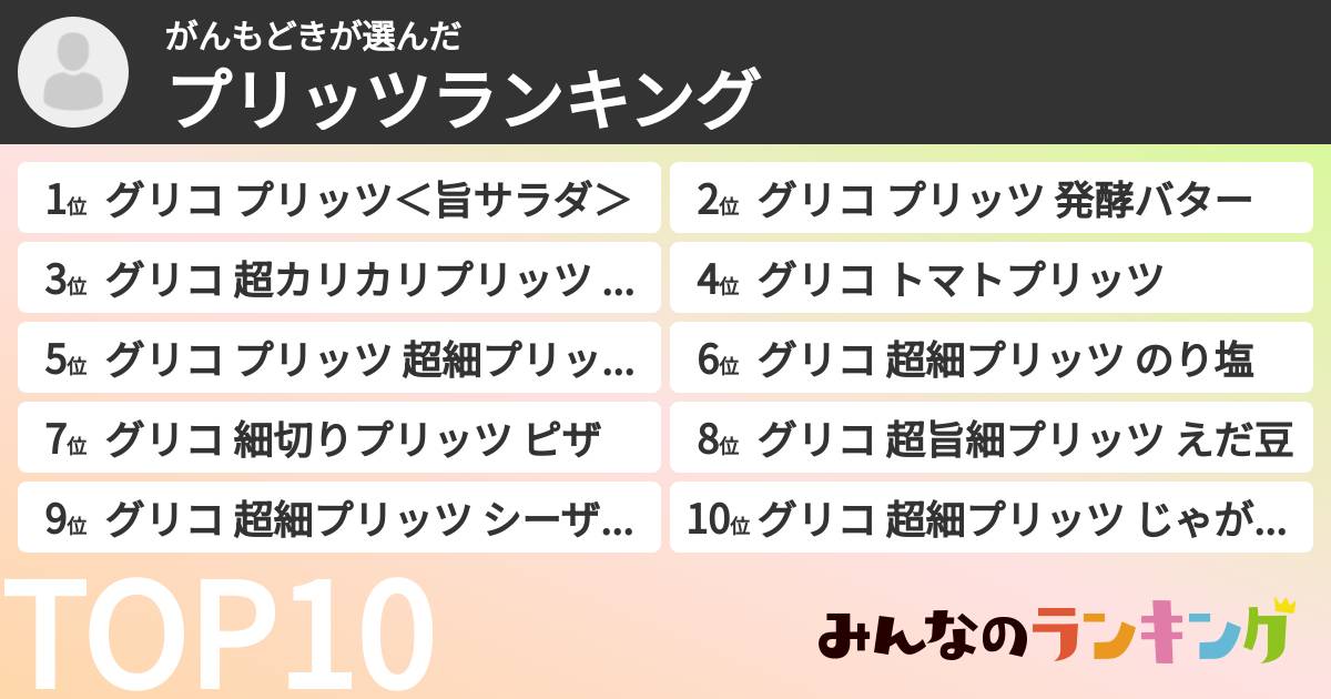 がんもどきさんの「プリッツランキング」
