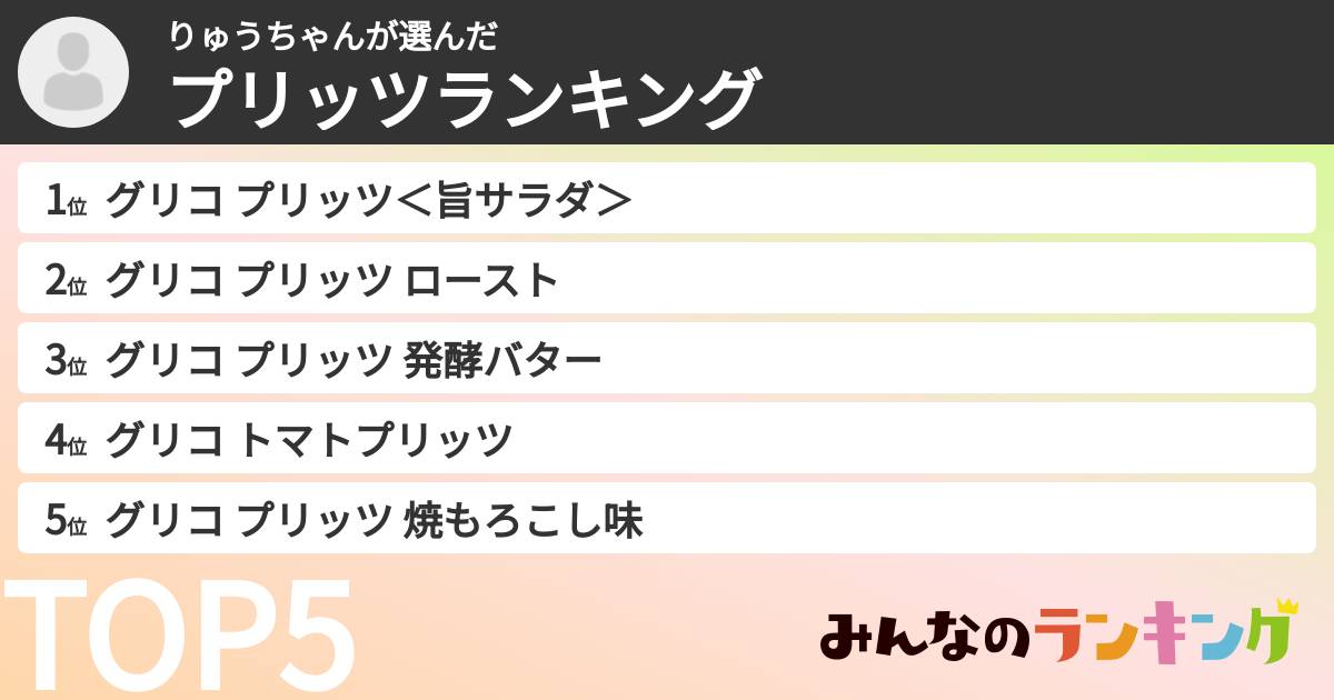 りゅうちゃんさんの「プリッツランキング」