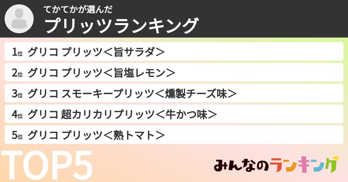 てかてかさんの「プリッツランキング」