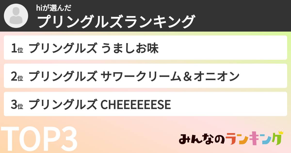 hiさんの「プリングルズランキング」